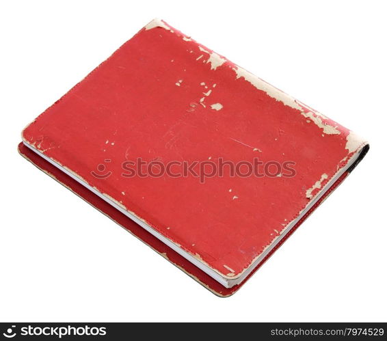 Old red cover book isolated over white with clipping path