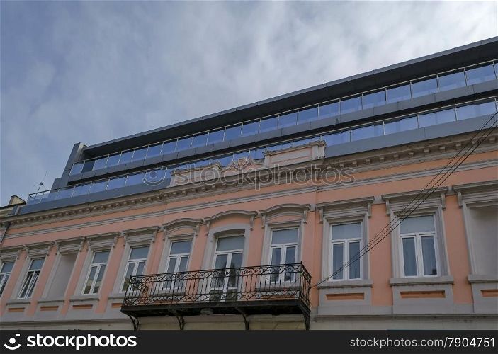 Old renovated office building with new additional storey in Ruse town