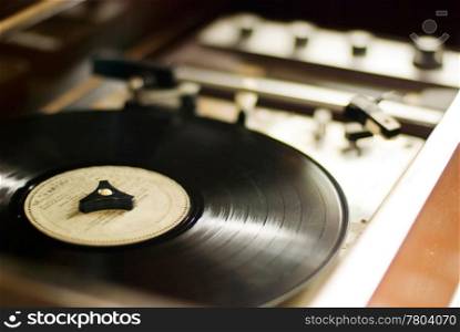old retro audio record disc and player, Standard playing Record