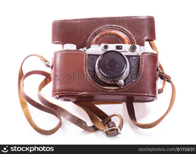 old retro camera on white background