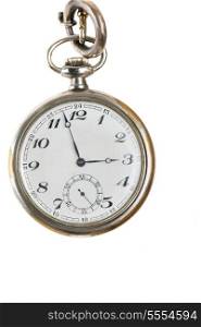 old retro pocket watch isolated on white