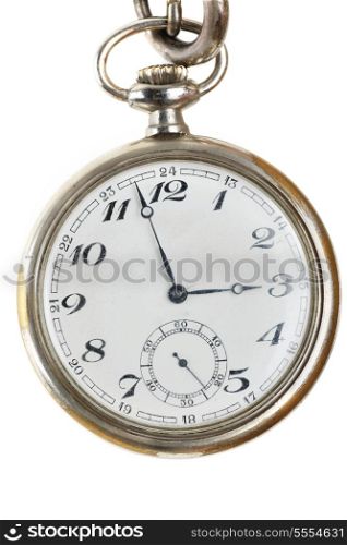 old retro pocket watch isolated on white