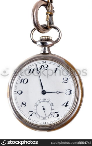 old retro pocket watch isolated on white