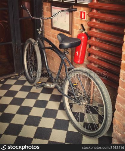 Old retro style, fixed gear bicycle, tinted photo