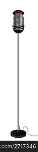 Old retro style radio microphone on a stand. Isolated object over white background