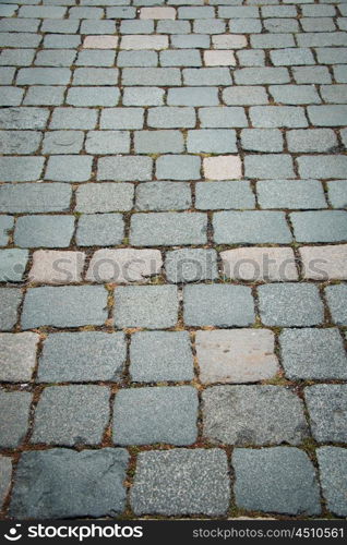 Old road paved with the cobble stones