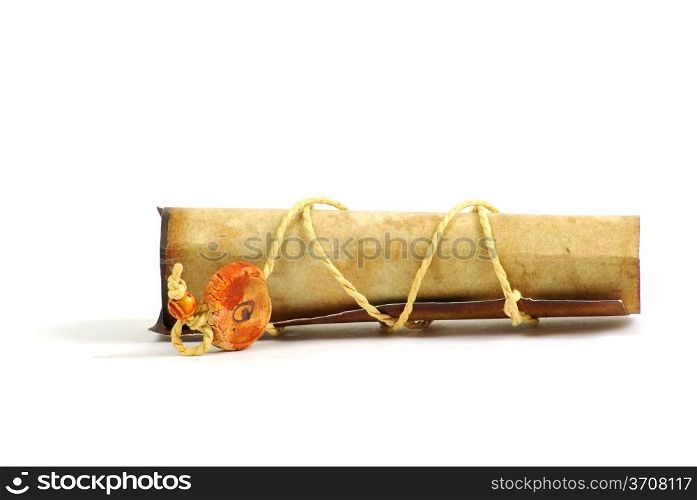 old rolled paper isolated on a white