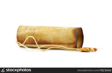 Old rolled paper isolated on a white