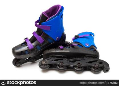 old roller blades on a white background