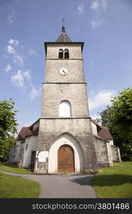 old roman church in the village of Sarrogna in the French Jura