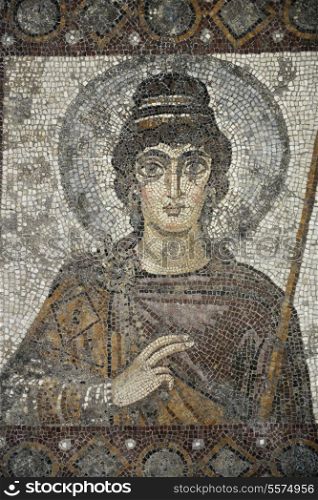 old roman mosaic art at museum in tunis africa