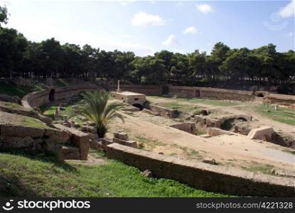 Old roman stadium in Carthage, Tunisia