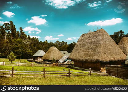 Old Romanian Village View In The Carpathian Mountains