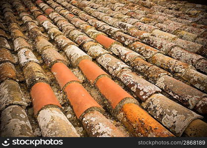 Old roof tile close-up