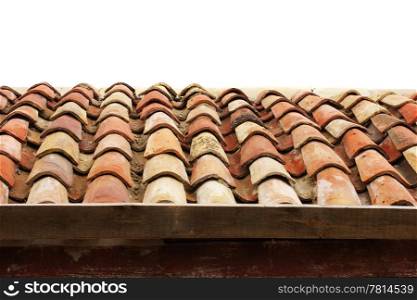 Old roof tiles on the white background