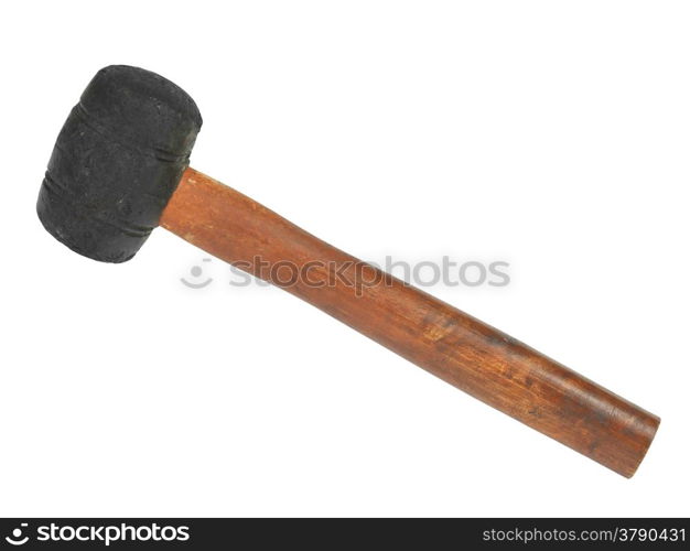 old rubber mallet on white background