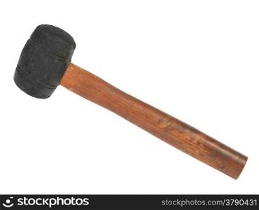 old rubber mallet on white background