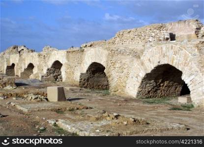 Old ruined aquaduck in Carthage, Tunisia