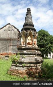 Old ruins and ancient chedi in Lop Buri, Thailand