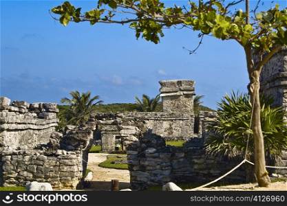 Old ruins of a castle, Zona Arqueologica De Tulum, Cancun, Quintana Roo, Mexico
