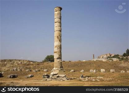 Old ruins of a column, Ephesus, Turkey