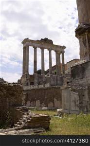 Old ruins of a temple, Faustina Temple, Rome, Italy