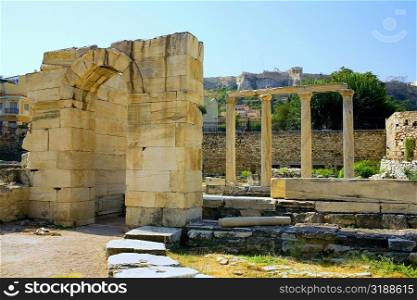 Old ruins of a temple, Temple Of Olympian Zeus, Athens, Greece