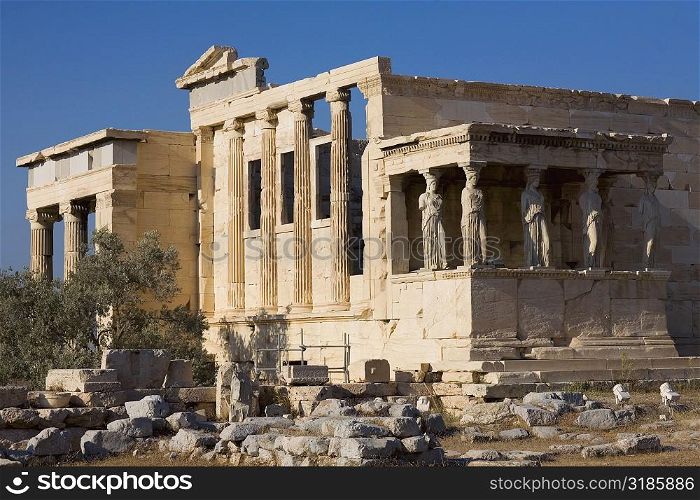 Old ruins of a temple, The Erechtheum, Acropolis, Athens, Greece
