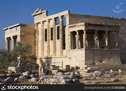 Old ruins of a temple, The Erechtheum, Acropolis, Athens, Greece