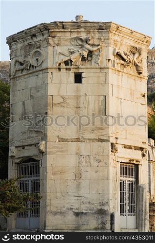 Old ruins of a tower, Tower of the winds, Athens, Greece