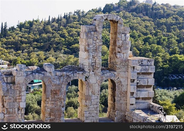 Old ruins of an amphitheater, Theater Of Herodes Atticus, Acropolis, Athens, Greece