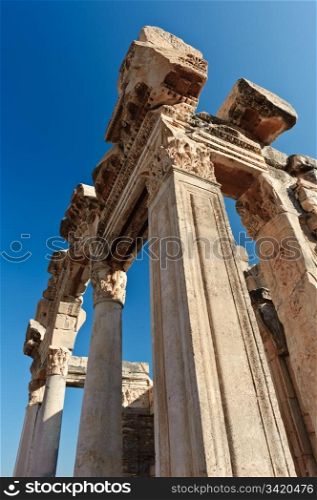 Old ruins of city building of ancient Ephesus