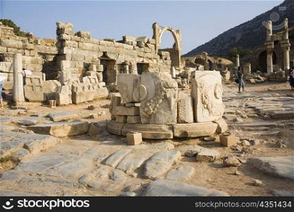 Old ruins of stone structures, Ephesus, Turkey