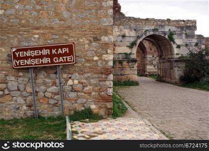 Old ruins of Yanishehir gate in Iznik, Turkey