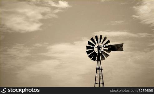 Old rurral farm windmill.