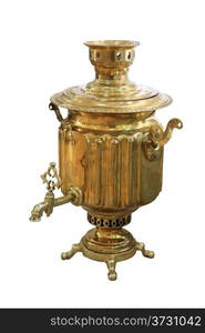 Old Russian samovar on white background, isolated.&#xA;