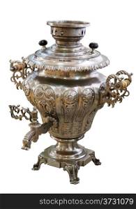 Old Russian samovar on white background, isolated&#xA;