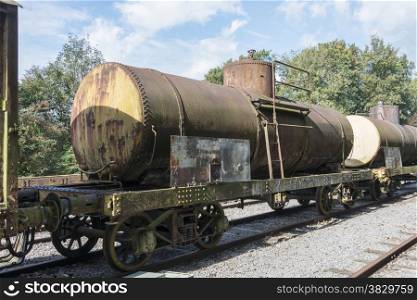 old rusted train at trainstation hombourg in belgium