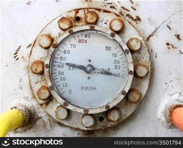 Old rusty gas gauge manometer