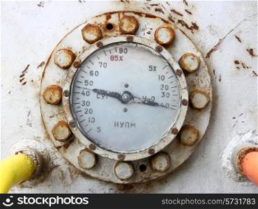 Old rusty gas gauge manometer