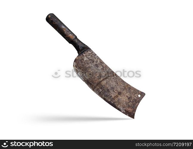 Old rusty knife isolated on white background with clipping path.