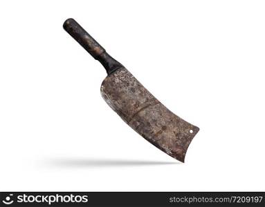 Old rusty knife isolated on white background with clipping path.