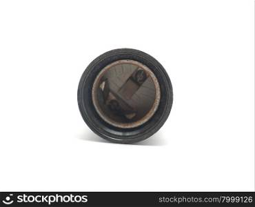 Old rusty lamp socket on a white background