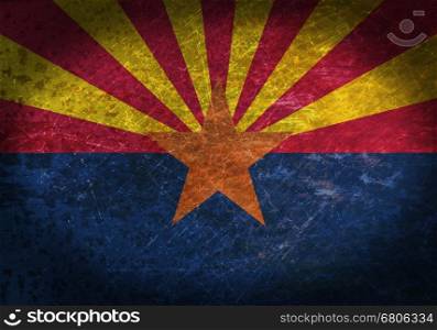 Old rusty metal sign with a flag - Arizona
