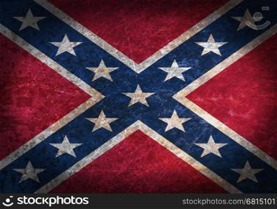 Old rusty metal sign with a flag - Confederate Flag