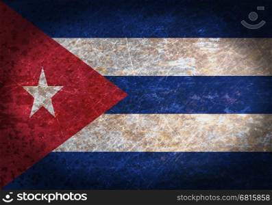 Old rusty metal sign with a flag - Cuba