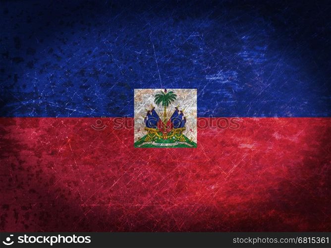 Old rusty metal sign with a flag - Haiti