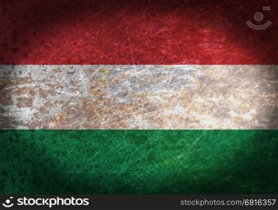 Old rusty metal sign with a flag - Hungary