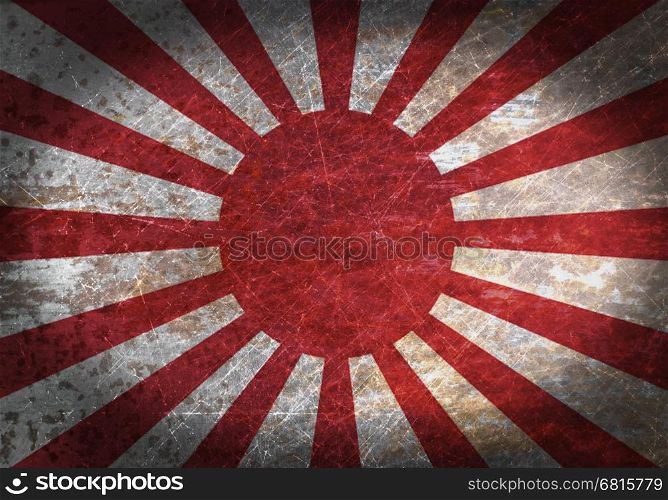 Old rusty metal sign with a flag - Japan