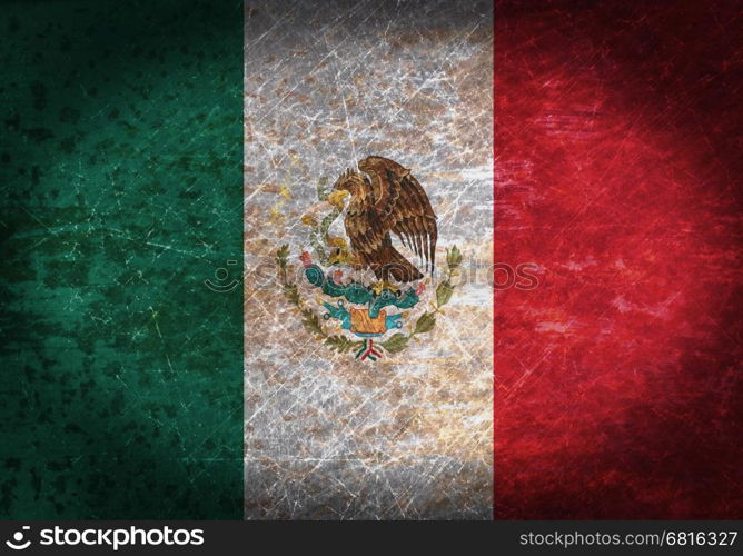 Old rusty metal sign with a flag - Mexico